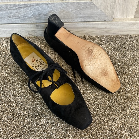Vintage 80'S Joan & David  made in Italy booties pointy black suede shoes - Picture 7 of 9